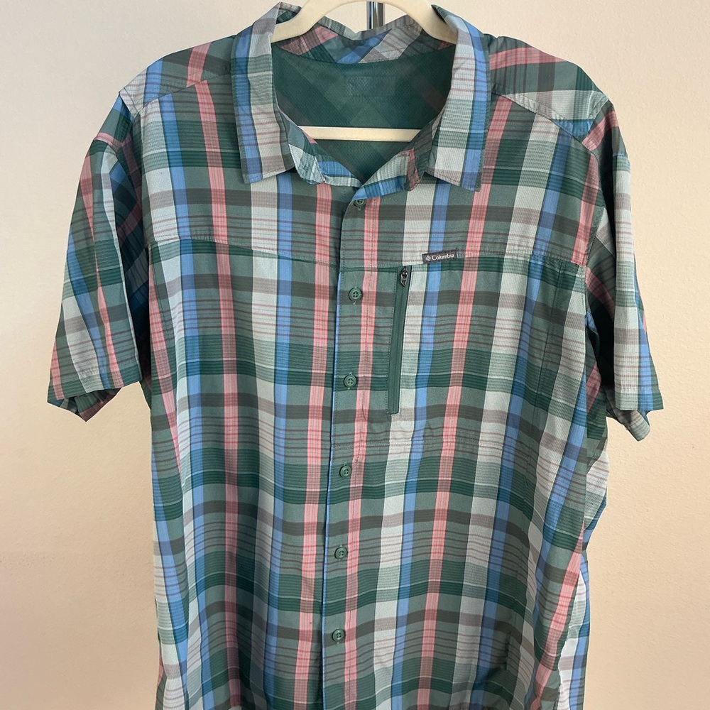 Columbia Men's Casual Plaid Shirt - Green, Blue, Pink